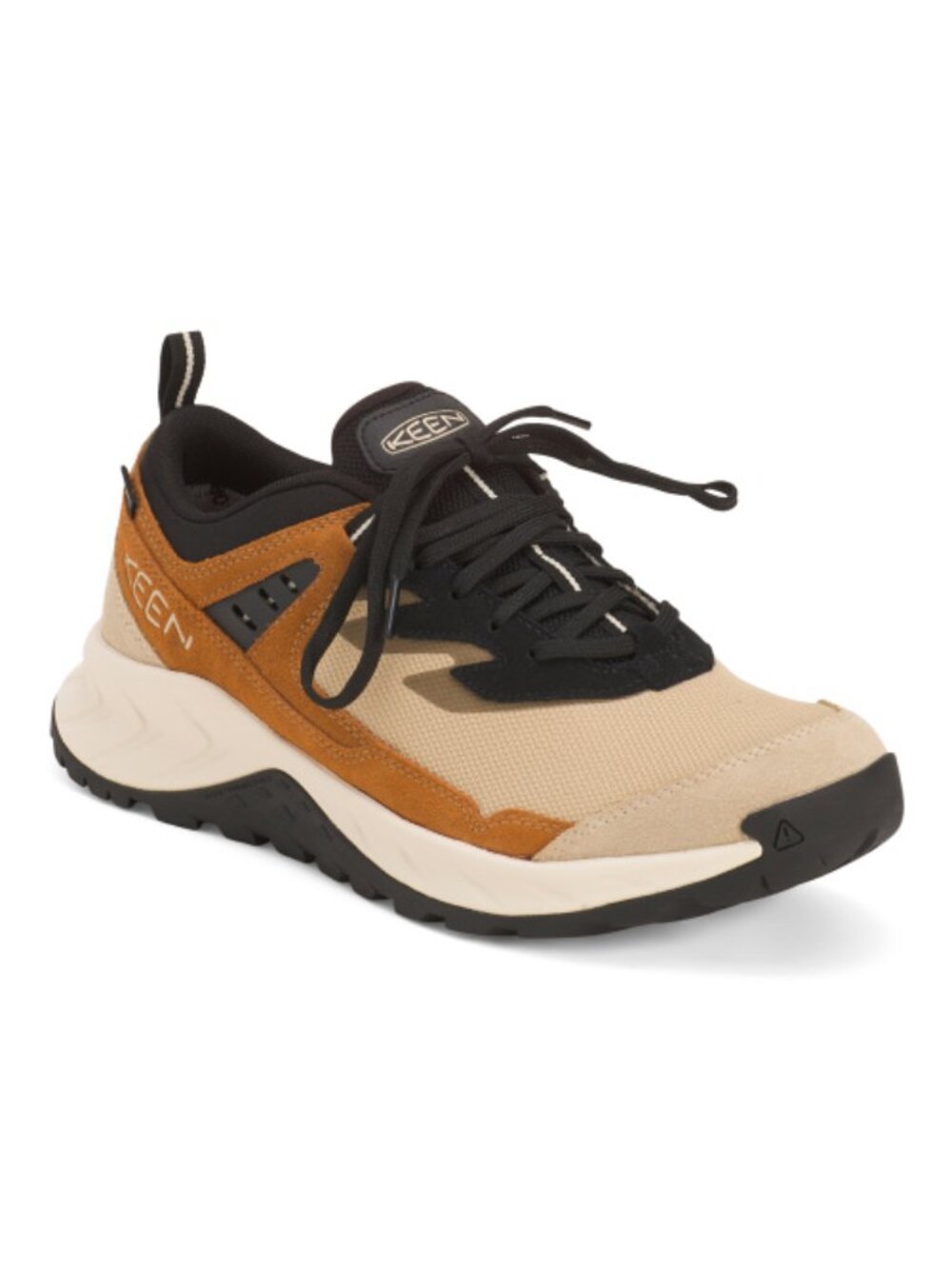KEEN Men's Black Safari Suede Waterproof Hiking Shoes with Brand Logo Accent